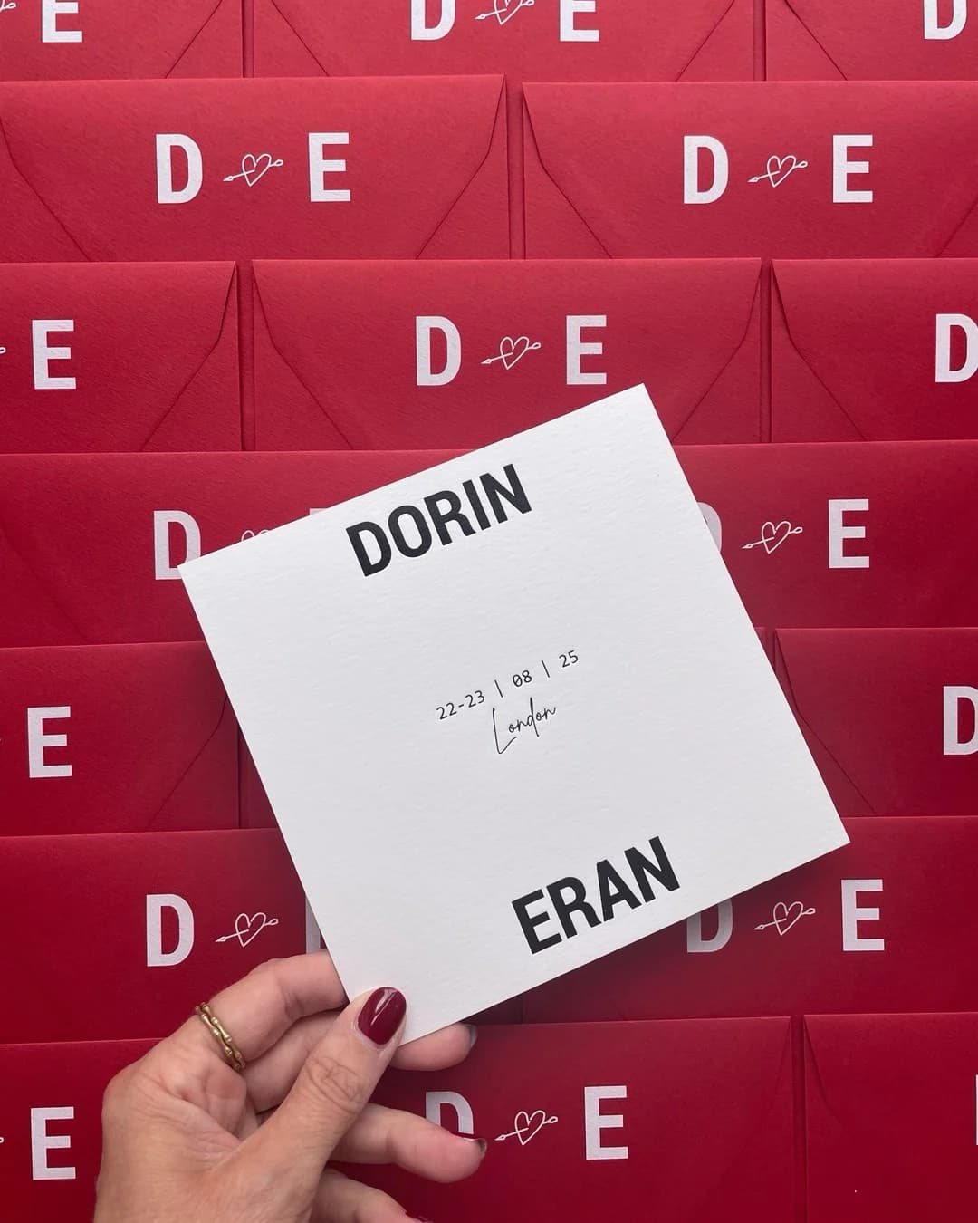 Guests don’t throw these away.

A place card cut into the shape of a leaf, saying thank you for being here. A seating wall where every name hangs from a pair of drumsticks. A wax s